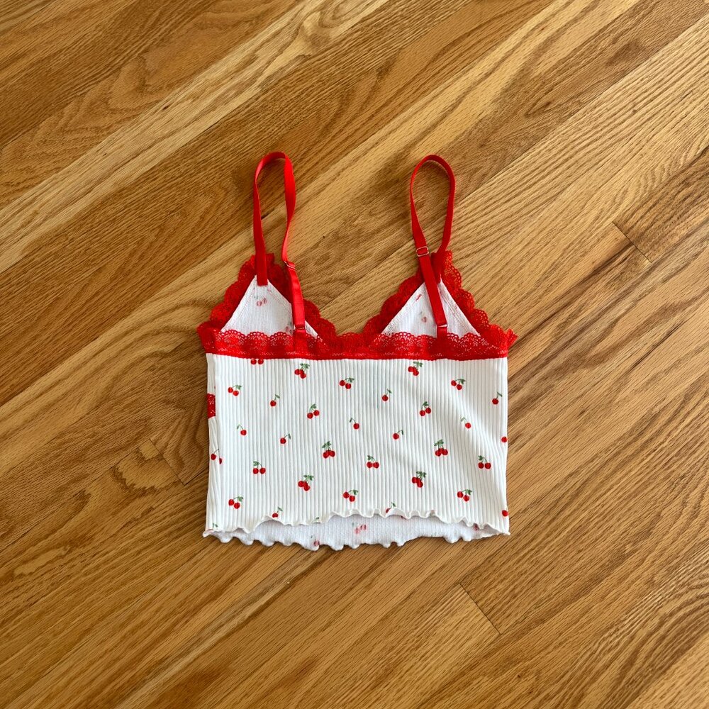 y2k super cute cherry tank top lace cami - Picture 2 of 2